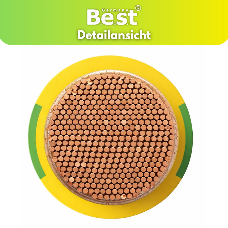 Grounding Cable 10 m 6 mm² Green/Yellow Flexible - PVC Core Cable H07V-K for PV Systems, Wiring Cable, Installation Cable, Fine Wire Copper Wire, Protective Conductor NYAF, Durable & Heat Resistant | Flexible H07V-K Kupferlitze 6mm² für Potentialausgle...