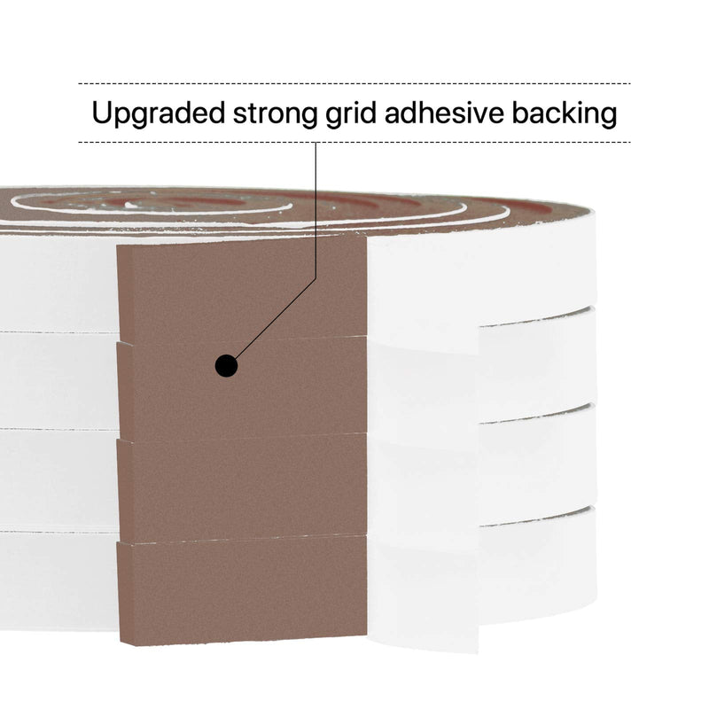 Foam Weather Stripping-4 Rolls, 1/2 Inch Wide X 1/8 Inch Thick Total 52 Feet Long, Brown Foam Insulation Soundproofing Sealing Tape for Doors and Windows(13 ft x 4 Rolls) 1/2"(W) X 1/8"(T) X52'(L)