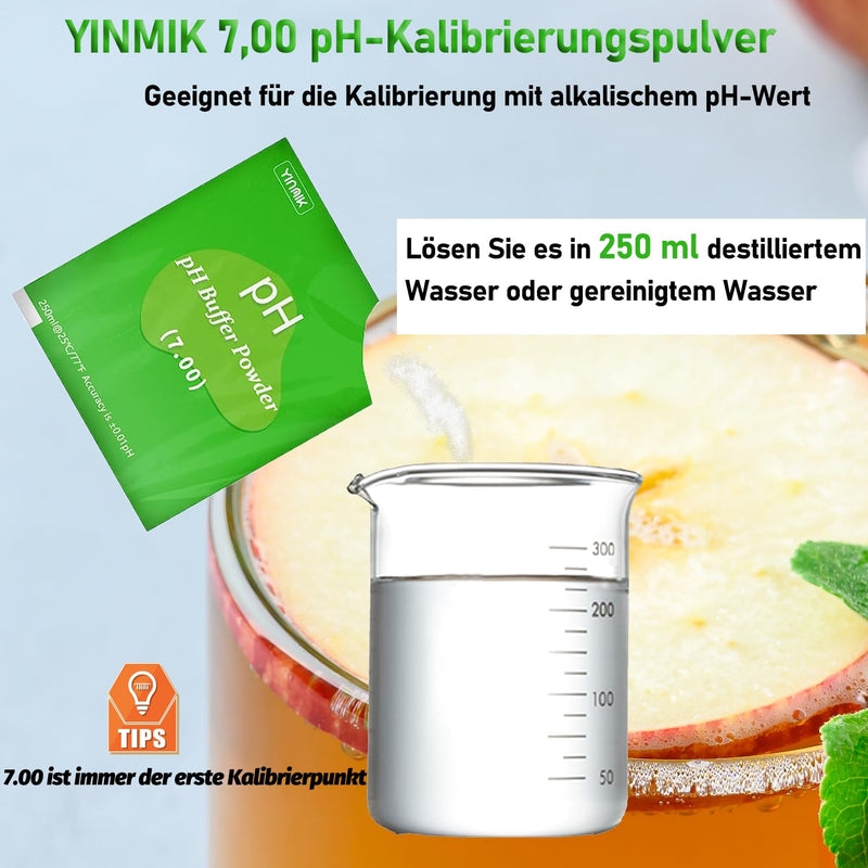 YINMIK pH Calibration Powder (4.00 7.00 10.01) pH Buffer Solution Calibration Solution | 15 x pH meter buffer solution powder pH powder for all pH meters pH meter buffer solution powder White pH