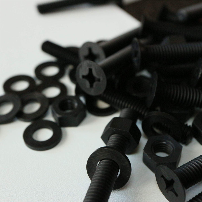 [Australia - AusPower] - 20 x Black Countersunk Screws Polypropylene (PP) Plastic Nuts and Bolts, Washers, M6 x 40mm, Anti-Corrosion, Chemical Resistant, (15/64 x 1 37/64 in) 