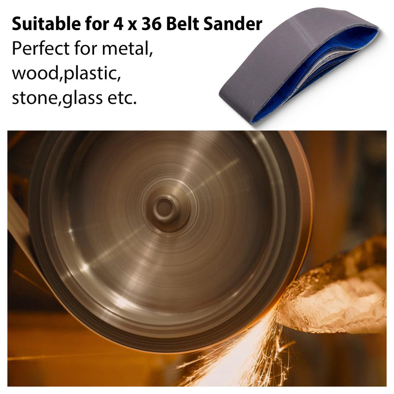 [Australia - AusPower] - 4 x 36 Inch Sanding Belts, Silicon Carbide Knife Sharpening Sanding Belt, 4 Pcs Each of 600, 800, 1000 Grits Sanding Belt for Belt Sander, 12 Pack 