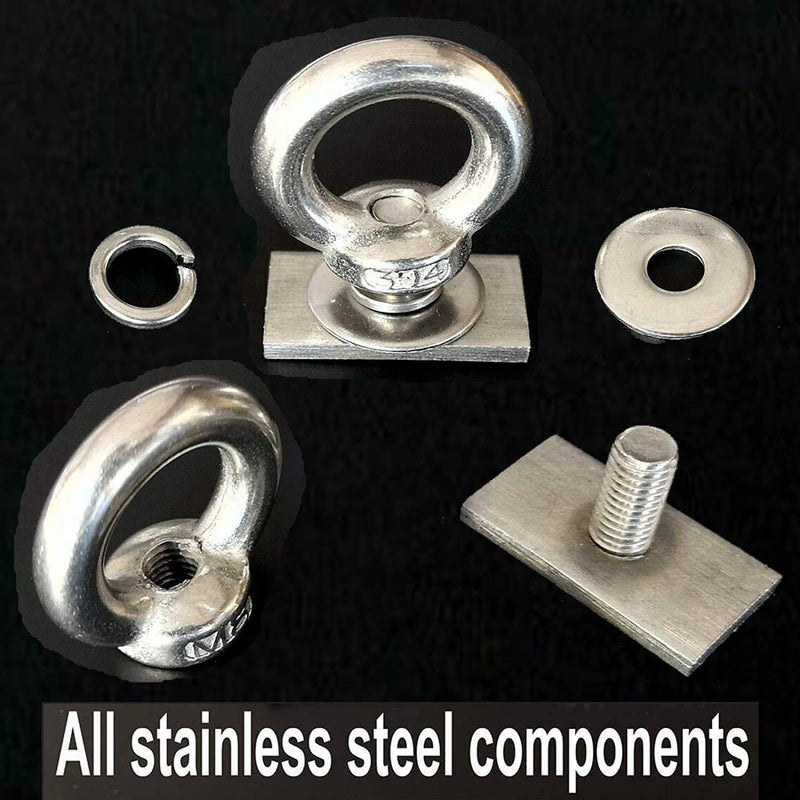 [Australia - AusPower] - Pmsanzay 4 Pack Heavy Duty Eye Bolt, Stainless Steel - M8 Eye Nuts, Track Mount Tie Down Eyelet to Hold Your Bungee Cord or Ropes Anchoring, Anchoring kit 