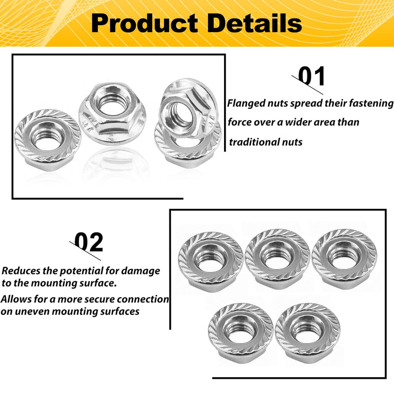 [Australia - AusPower] - 55 Pack M6 Serrated Flange Hex Nuts, M6-1mm Hexagon Flange Nuts, 304 Stainless Steel, Metric Nuts Fasteners, Locknuts Replacement Nut with Plastic Case for DIY Home Mechanism 