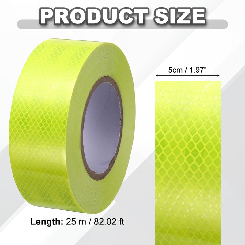 PATIKIL Reflective Tape, (2 Inch x 82 Feet,Fluorescent Yellow), Warning Safety Tape High Viscosity Safety Reflective Tape Outdoor Waterproof, Suit for Bike/Trailers/Cars Ships Fluorescent Yellow