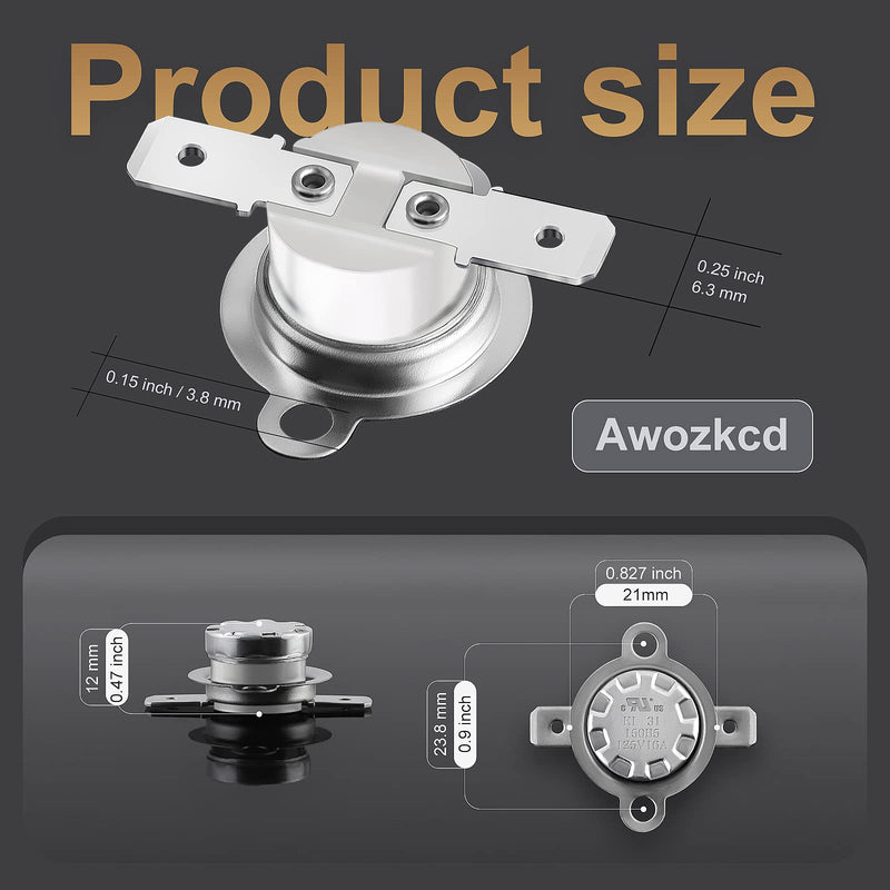[Australia - AusPower] - UL KSD301 125V 16A Thermal Switch, Circuit Off at 155°C/311°F and On at 135°C/275°F Thermostat Switch,Normally Closed N.C Auto Reset Thermal Fuse,2 pcs 