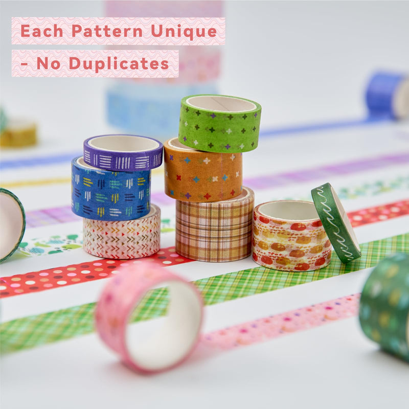 Grid Washi Tape Set 24 Rolls, Decorative Masking Tape for Junk Journal, Scrapbooking Supplies, DIY Crafting Supplies Grid