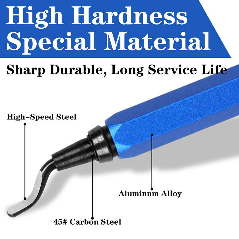 [Australia - AusPower] - KOMABLEN Pack of 21 Deburring Metal Tool Universal, Hand Deburring with 20 High-Speed Steel Blades, 360° Rotating Deburring Tool, 3D Printer Accessories for Plastic, Aluminium, Stainless Steel blue 
