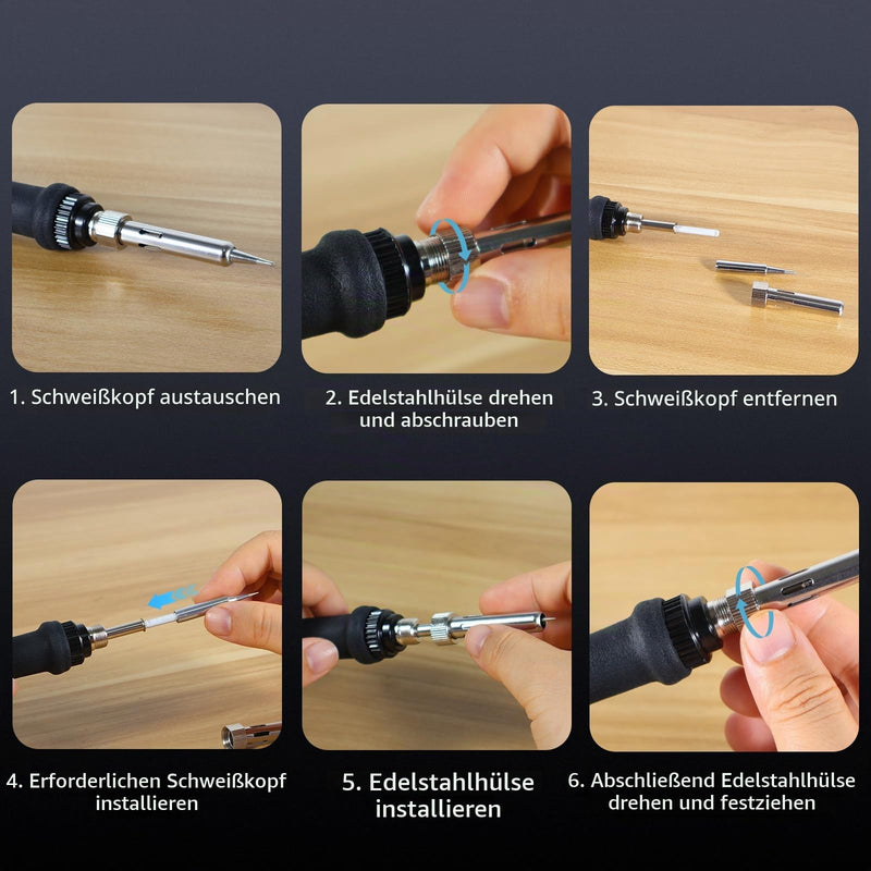 900M Soldering Tips Set, 5 Pieces, 0.3mm Fine Tip for Fine Soldering | For electronics, circuit boards and precise repair work