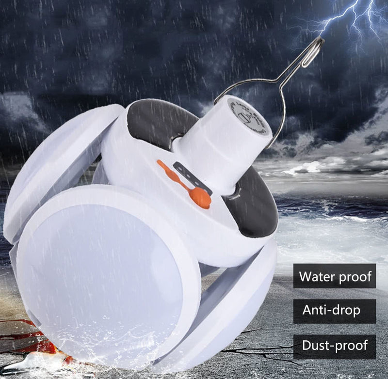 [Australia - AusPower] - Solar Multi-Functional Emergency LED Light Bulb with USB Charging, Foldable Light Bulb ，Outdoor led Bulbs Ideal for Power Outage, Tent Camping, Fishing USB-LED-2029 