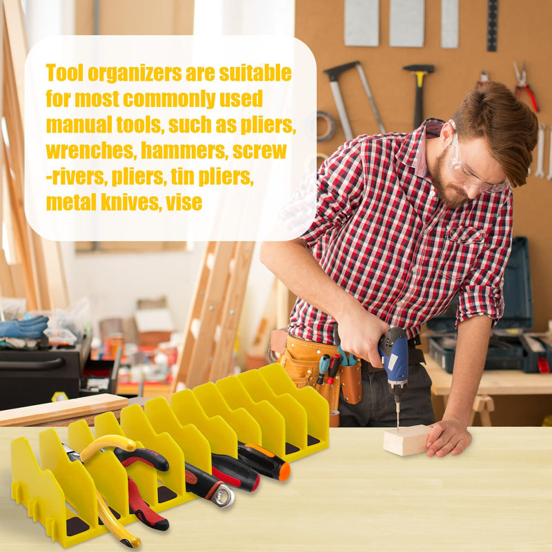 Plier Organizer, 4 Pack Pliers Organizer for Tools Cutters with Extendable Design & Non-Slip Rubber Base, 40 Slots Drawer Organizers for Tools, Wrenches, Screwdrivers,Green&Yellow Green&Yellow 4Pack
