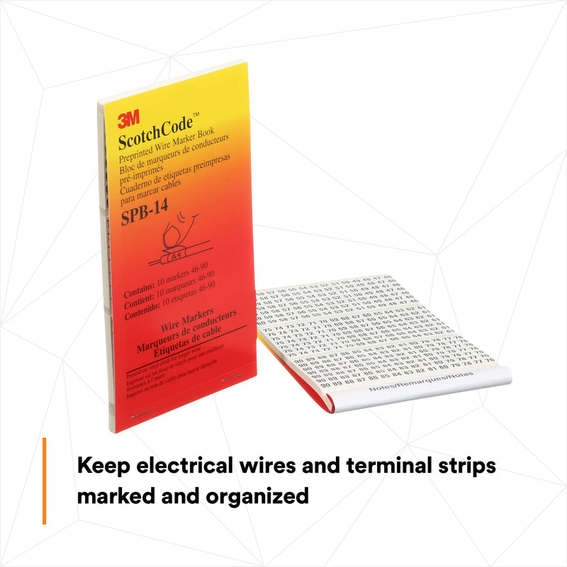 3M Pre-Printed Wire Marker Book SPB-14, Black Print on White Background, 1 Book