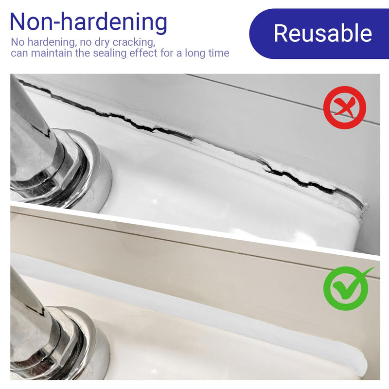 [Australia - AusPower] - Moldable Silicone Putty, Waterproof, Stay Pliable,Good Plasticity for Repair and Fill Various Gaps in Bathrooms, Fountains, Water Pipes, Walls (White) White 