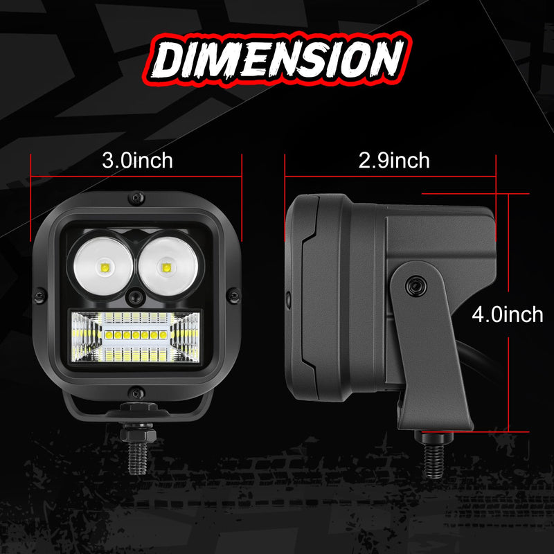 LED Cube Light Pod 3 Inch 110W CREE Off Road Driving Reverse Light Bar Spot Flood Combo Square LED Pods Ditch Lights Backup Work Lights for Offroad Truck SUV ATV UTV Marine Driving Beam