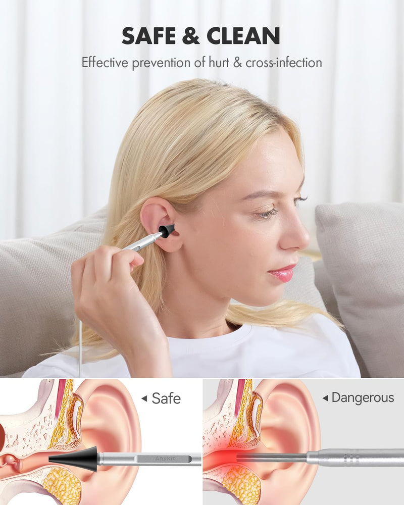 [Australia - AusPower] - Anykit Digital Otoscope for Phone d & Tablet, Ultra Clear View Ear Camera with Ear Wax Removal Tools, Video Ear Scope Otoscope with Light, Support Capture photo & Record Videos Silver 
