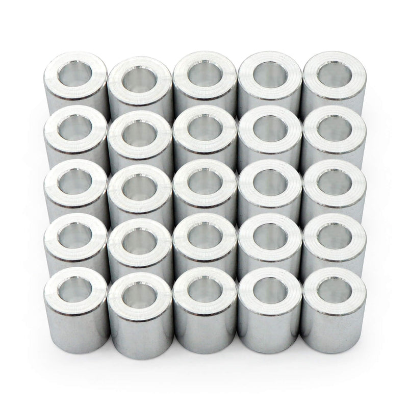 [Australia - AusPower] - Wulankd Aluminum Spacer 1/2" OD x 1/4" ID x Choose Your Length, Round Spacer, Unthreaded Standoff Bushing Plain Finish, Fits Screws Bolts 1/4" (1/2" Length, 25 Packs) 1/2" OD x 1/4" ID x 1/2" Length 