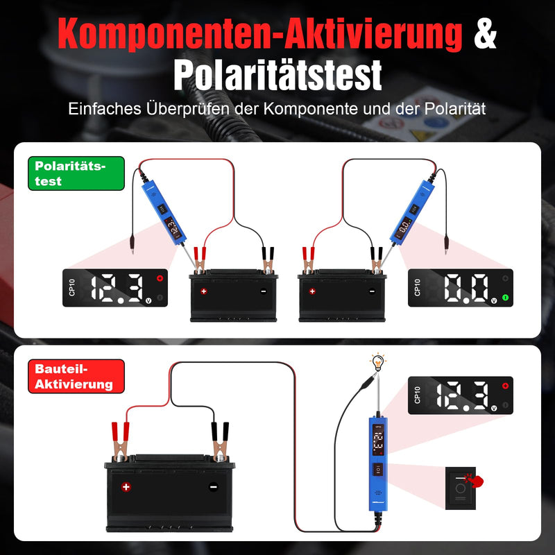 [Australia - AusPower] - OBDResource Test Lamp Car Circuit Tester, 0-80V DC Car Voltage Tester with Circuit Sensor Digital Screen for Testing Car Battery/Continuity/Earth/Polarity/Diode/Lamp CP10 