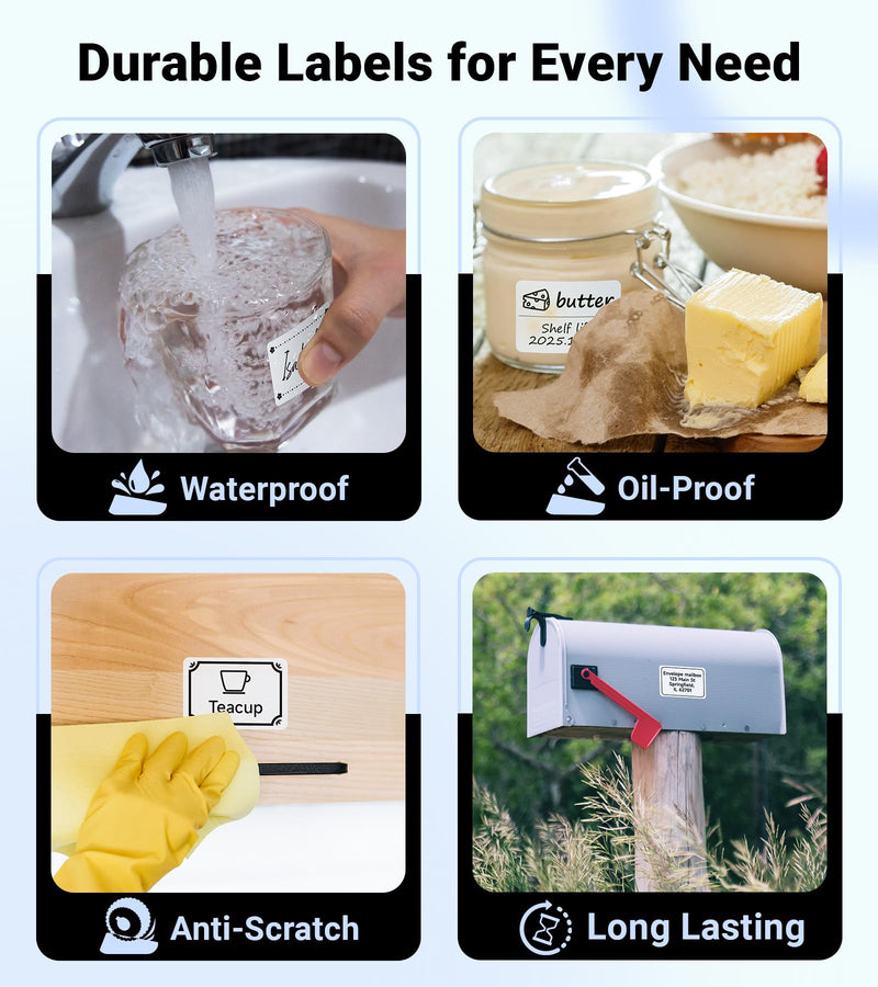 Phomemo Labels - Phomemo M110 Labels for M220/ M100/ M250/ M102/M221/M200/M108 Label Maker, 1.97"x3.15"(50x80mm), M110 Thermal Label 3Rolls, Sticker 100 Labels/Roll, Square, Black on White 1.96"*3.14"