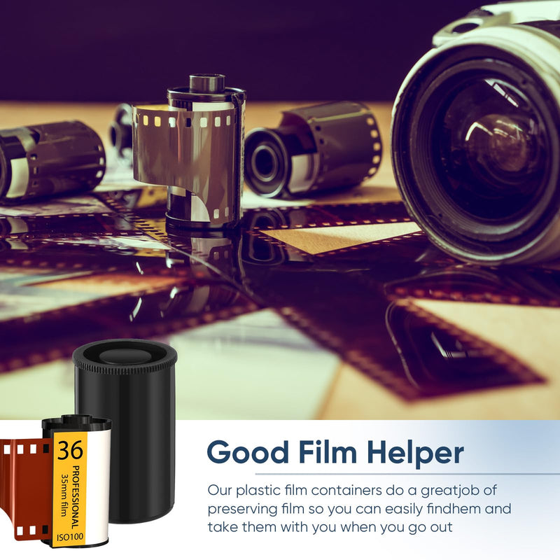 [Australia - AusPower] - 50 Pcs Film Canisters with Caps 35 mm Plastic Film Canister Holder Camera Reel Containers Empty Film Containers with Lids for Beads Fish Hook Keys Small Accessories Storage(Black) Black 