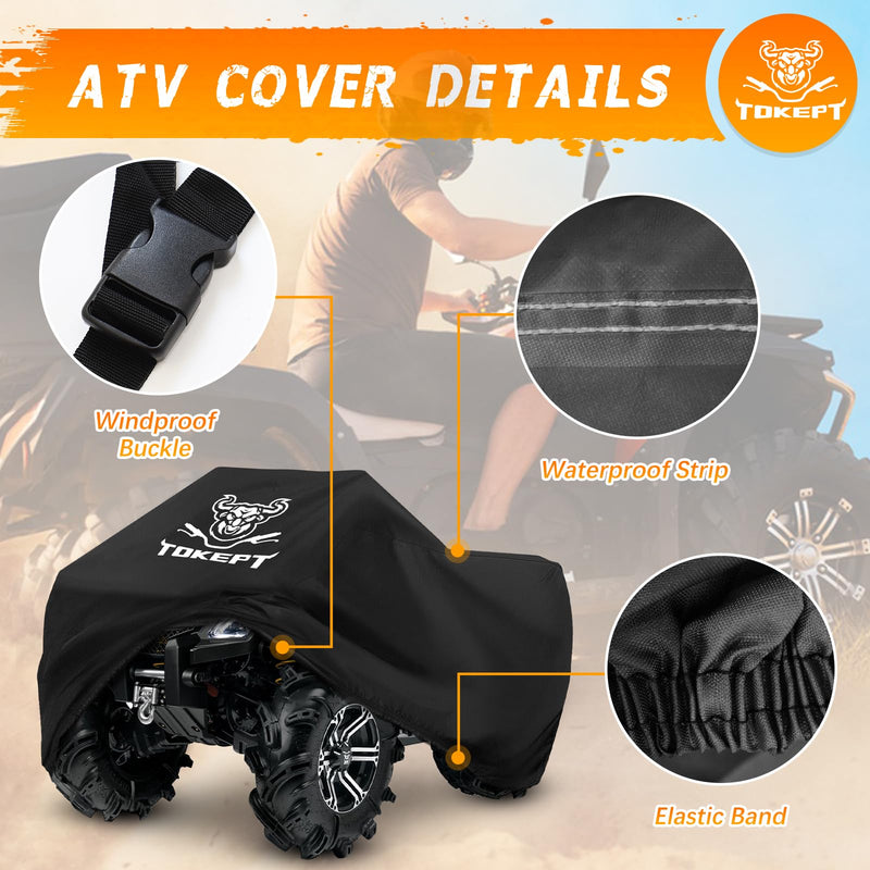 [Australia - AusPower] - ATV Cover, Heavy Duty Black Waterproof Oxford Fabric Protective 4 Wheeler Quad Cover for 86" Kawasaki Honda Polaris Yamaha (86''L x 38''W x 42''H) XXL-86''L x 38''W x 42''H 