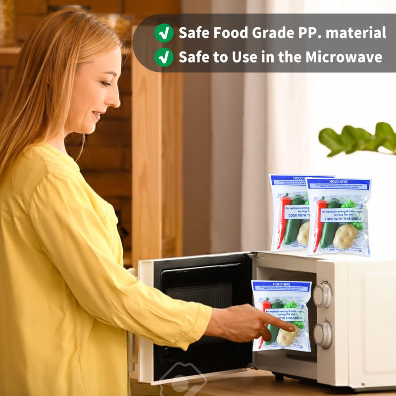 100 Pcs Microwave Steamer Bags 7.9 X 8.6 Inch Zipper Steam Cooking Bags Reusable Microwave Cooking Bag for Vegetables Potatoes and Meat (100) 100