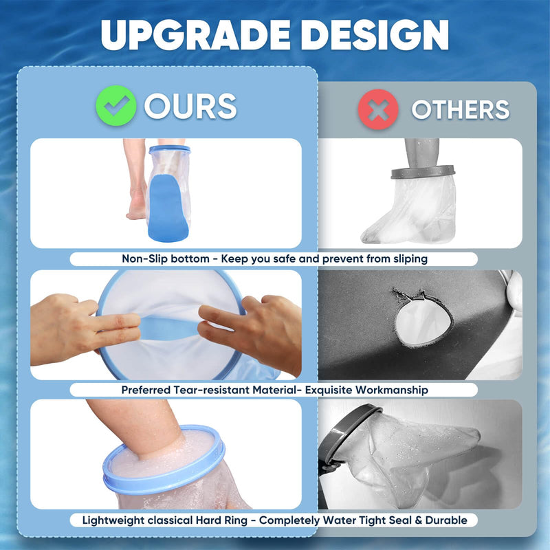 [Australia - AusPower] - Waterproof Leg Cast Cover for Shower Adult Shower Boots for Leg After Surgery with Non-Slip Bottom Ankle Foot Cast Protector for Surgery Bandage Dressing Wound [2025 Upgraded] New-Half Leg 