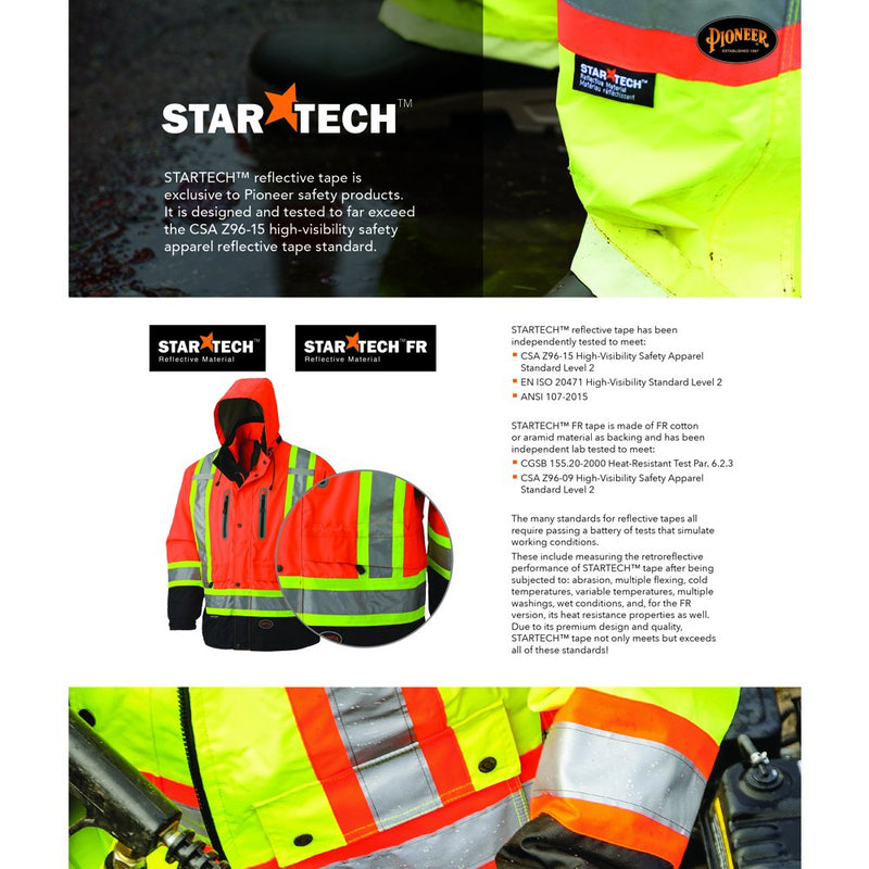 Pioneer High Visibility Woven Surveyor Safety Vest with Mesh Vents, Reflective Tape, 19 Pockets, Orange, Unisex, 4XL, V1010150U-4XL 4X-Large