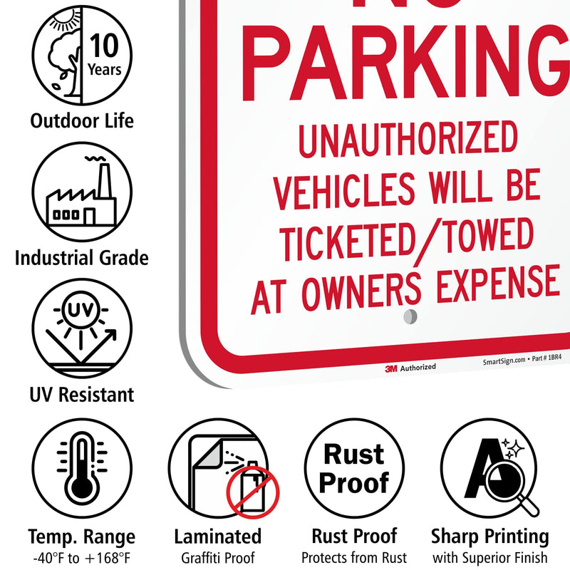 "Fire Lane - No Parking, Unauthorized Vehicles Towed" Sign By SmartSign | 12" x 18" 3M Engineer Grade Reflective Aluminum