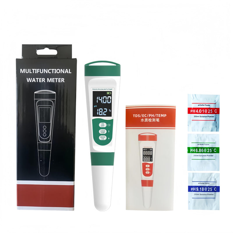 Pool Salt Tester & PH Meter, 5 in 1 Salinity PH Temp EC and TDS Salt Water Tester Kit, Digital Pool Water Tester for Aquarium Saltwater Pool Swimming Pool Hot Tubs Spas, IP65 Water Quality Tester