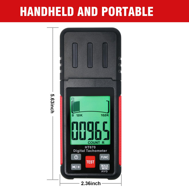 [Australia - AusPower] - Digital Tachometer with Reflection Tape, 3~99999RPM High Accuracy Non Contact RPM Tachometer with Large LCD Backlit, Data Hold, and Max/Min Function 