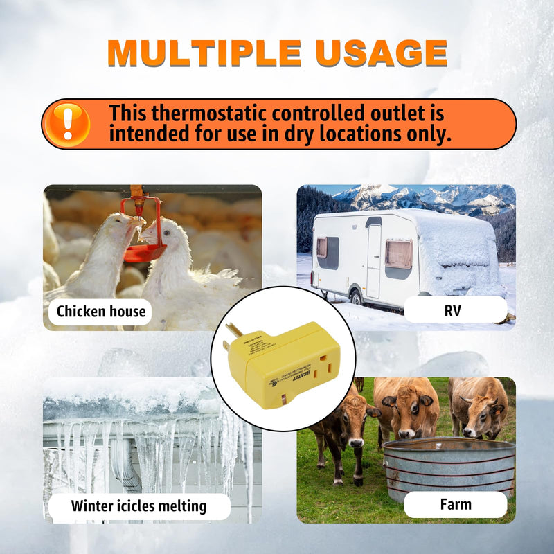 HEATIT ET-21 Freeze Thermostatically Controlled Outlet On at 38F /Off at 50F ET-21-2 2PCS 2.0