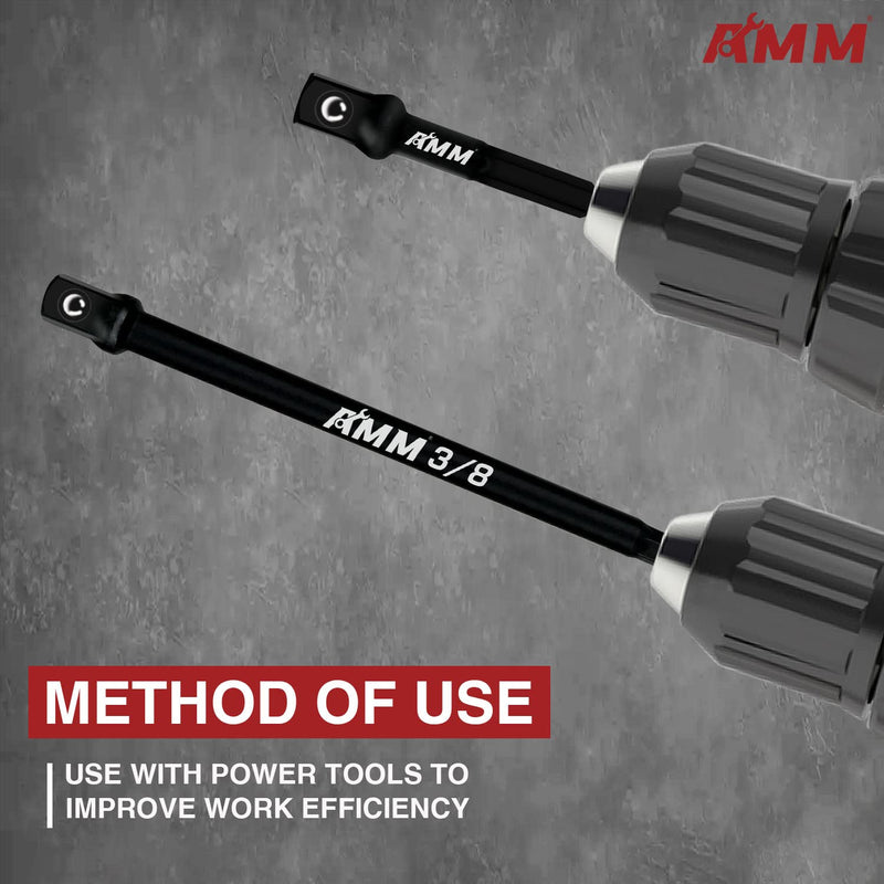 [Australia - AusPower] - AMM 6-Piece Impact Grade Socket Adapter Set, 3-Inch & 6-Inch Power Drill Socket Driver Adaptor, 1/4", 3/8", 1/2" Hex Shank Adapt Your Power Drill To High Torque Impact Wrench 6PCS?3 and 6-Inch? 