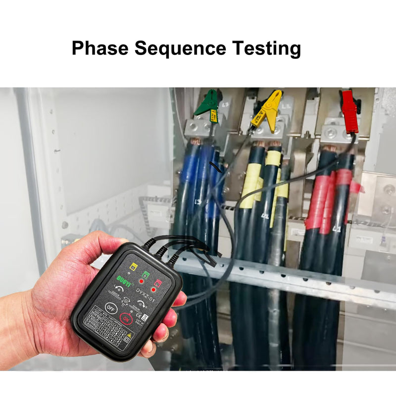 [Australia - AusPower] - Non-Contact 3 Phase Rotation Meter | Motor Rotation Tester for AC 70V-600V | Phase Sequence, Live Wire & Circuit Break Detector | Auto Power-Off, 20" Clamps | Professional Electrician Tool Kit 