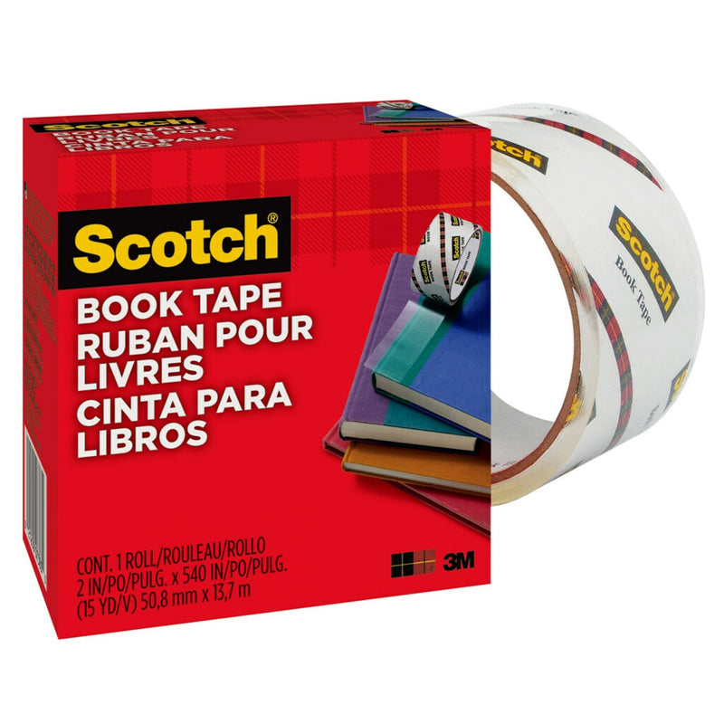 Scotch Book Tape, 845-R, 2 in x 540 in, 1 Roll/Pack (845-R2)