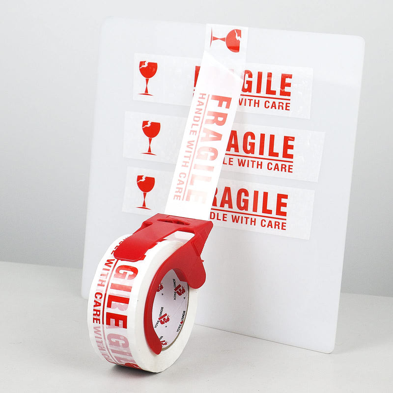 [Australia - AusPower] - BOMEI PACK Fragile Tape Handle with Care Packing Printing Tape, Fragile Tape for Shipping with Dispenser, 2 Inch x 330 Feet (110 Yards), Heavy Duty Fragile Tape for Moving Box, 2 Pack 