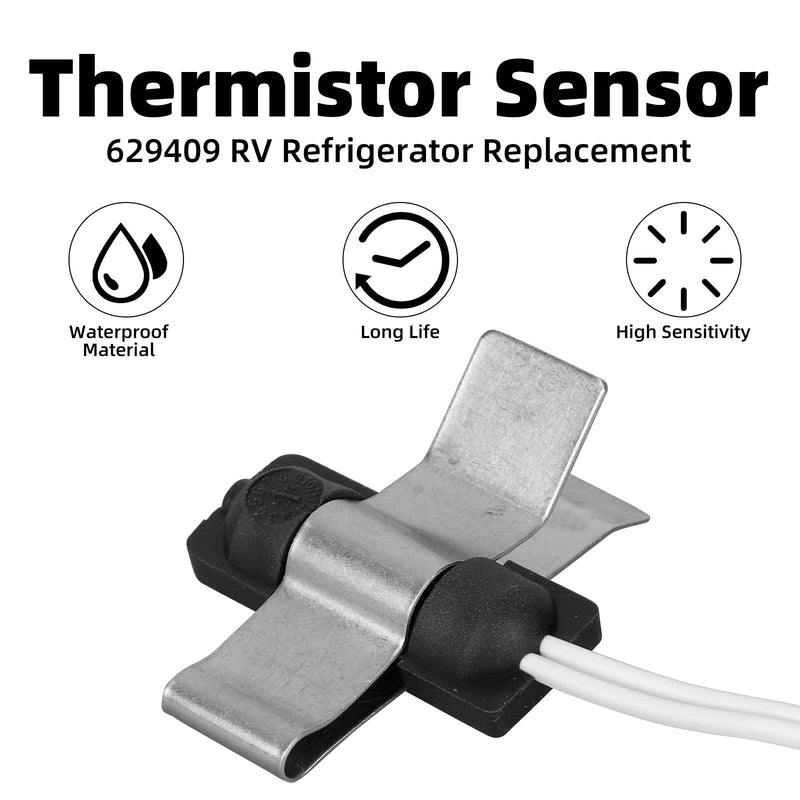 629409 RV Fridge Thermistor Sensor with Thermistor Mounting Clip, Durable RV Fridge Sensor Replacement for Norcold