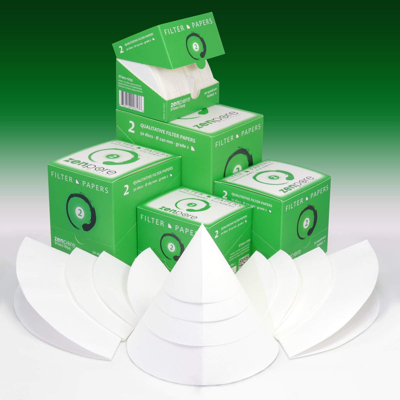 [Australia - AusPower] - 12.5 cm Quadrant-Folded Filter Paper, Pre-Folded disks, Qualitative Grade 2 - ZENPORE Slow Flow 125 mm (50 discs) 12.5 cm diameter 