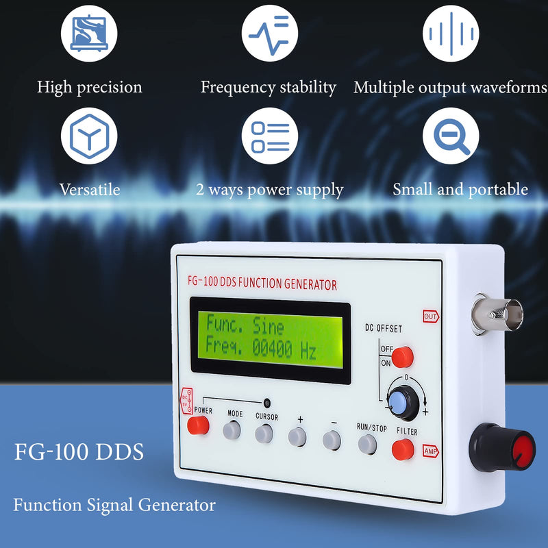 [Australia - AusPower] - FG?100 DDS Function Generator, Sine Frequency 1HZ?500KHz Counter Source Generator Meter Output Sine Square Triangle Forward Sawtooth Wave 