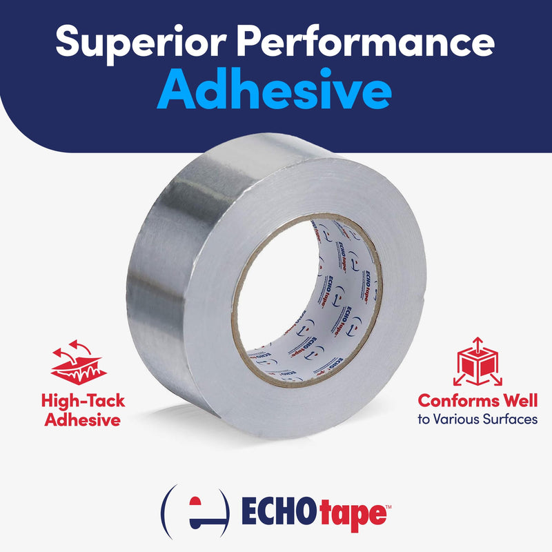 ECHOtape MT-A7772 Aluminum Foil Tape | All Weather | Indoor-Outdoor | Vapor Sealing | FSK Seaming | Silver | 1.89 in x 50 yds 1.89 in x 50 yds / 48mm x 45,72m