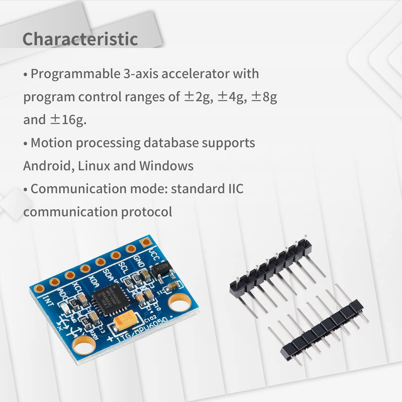 [Australia - AusPower] - GY-521 MPU6050 3 Axis Accelerometer Gyroscope Module,6DOF 3-Axis Accelerometer + 3-Axis Gyroscope Sensor Module16-Bit AD Converter Data Output IIC I2C for Arduino (3PCS) 