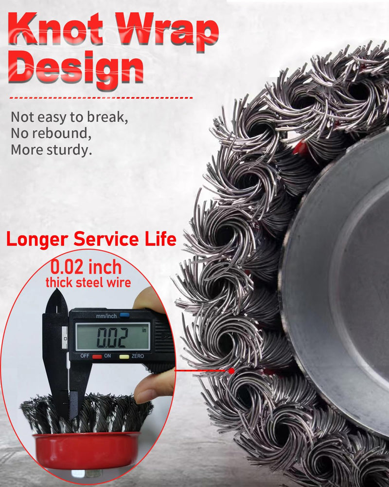 [Australia - AusPower] - 4" Wire Wheel Cup Brush, Coarse Twisted Knotted Wire Wheel for Angle Grinder, 5/8 Inch-11 Threaded Arbor, 0.020" Carbon Steel Wire Brush for Grinder, Heavy Cleaning Rust, Abrasive. (2) 2 PACK 4'' Cup Brush 