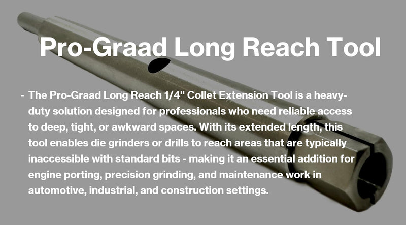 4" Long Reach Heavy Duty 1/4" Collet Extension Tool – Carbide Burr & Bit Holder for Die Grinder – Extended Reach for Engine Porting, Precision Grinding, Auto & Industrial Use 4" Length 1/4" Collet