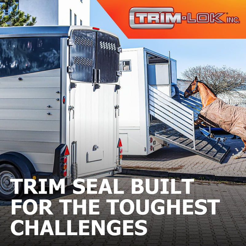 TRIM-LOK Trim Seal, Edge Trim with Side Bulb, Fits 0.437-Inch Bulb, 3/16-Inch Edge, 17/32-Inch Leg, 25-Foot Length, Black Pebble Finish, Flexible PVC Plastic Trim with EPDM Rubber Weather Stripping 0.437" Bulb, 3/16" Edge, 17/32" Leg, 25 Feet
