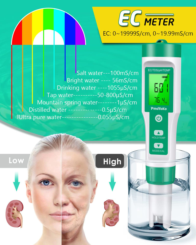 [Australia - AusPower] - 4 in 1 Digital pH Meter for Water, ±0.01 Resolution High Accuracy Tds Meter Digital Water Tester with ATC pH Tester, Water Tester for Drinking Water, Brewing, Hydroponics, Wine, Pool and Aquarium 