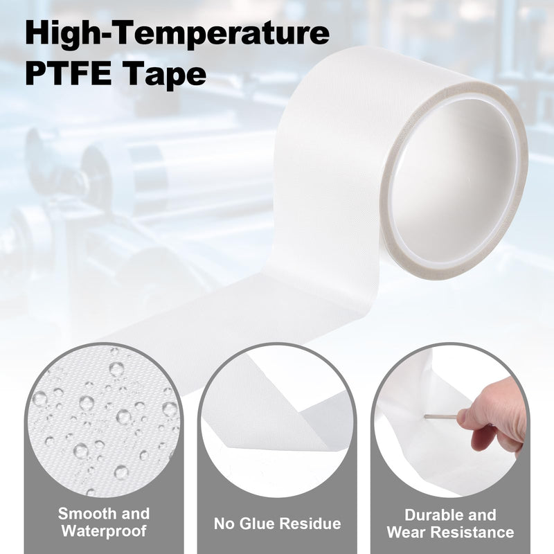 PATIKIL Heat Resistant Tape, 2.8 Inch x 33 Feet High Temperature Tape PTFE Adhesive High Heat Tape Waterproof for Vacuum Sealer Machine Insulation Protection, White, 0.18mm Thick