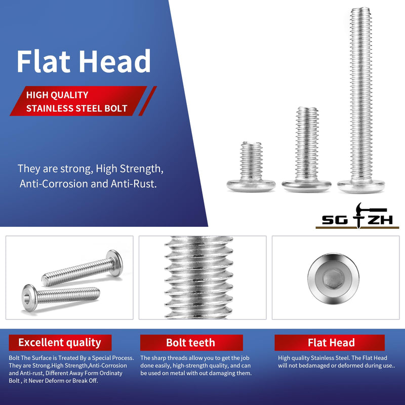 M8 x 90mm 20Pcs Flat Head Hex Socket Cap Screws Bolts, 304 Stainless Steel 18-8, Partially Threaded by SG TZH (with Hex Spanner) 20 M8 x 90mm