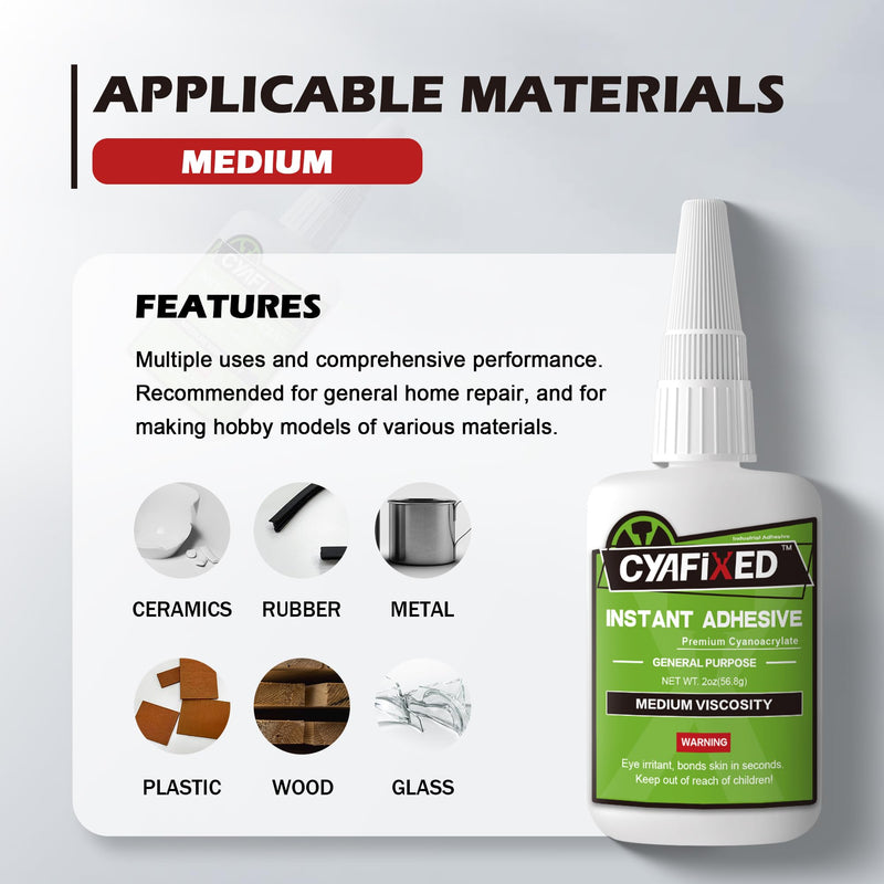 [Australia - AusPower] - Strong Cyanoacrylate (CA) Super Glue, All-Purpose Medium Viscosity Instant Adhesive, 4 oz. (113.6 Grams) - CA Glue for General Home Repair, Ceramics, Plastics, Metal, Wood 4 ounce 