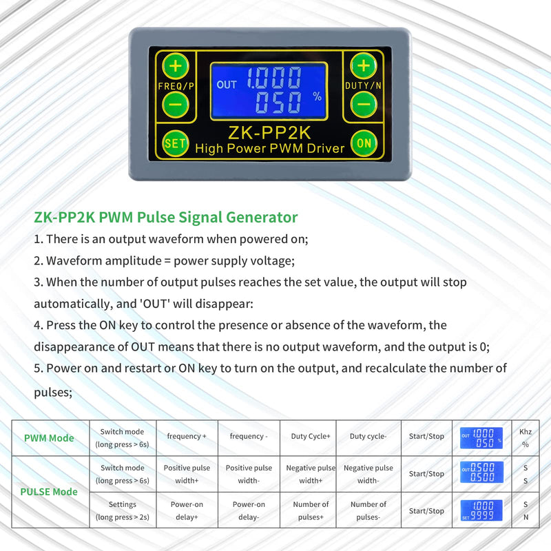 [Australia - AusPower] - Function Signal Generator, ZK-PP2K PWM Pulse Frequency Generator, 1Hz-150KHz PWM Motor Speed Regulation/LCD Pulse Frequency Cycle Module Adjustable Driver Module/PWM Signal Generator 