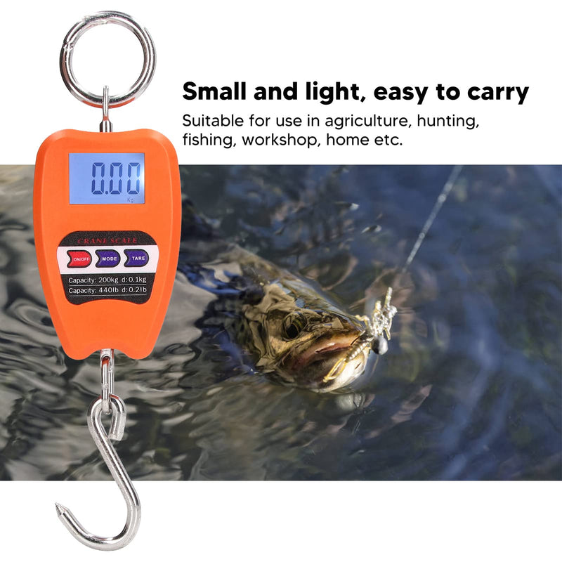 [Australia - AusPower] - Portable Digital Hanging Scale, Precise 200 kg Load Capacity, Multifunctional Mini Handheld Scale with LCD Screen for Agriculture, Hunting, Fishing, Workshop, Home 