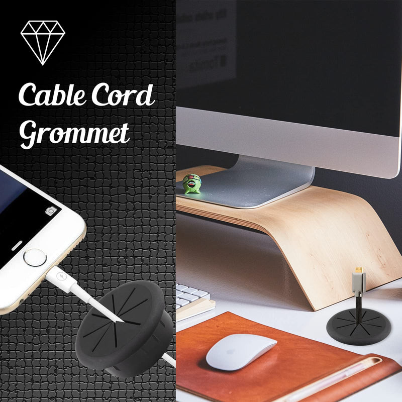 [Australia - AusPower] - 2pcs 2 Inch Cable Grommet, Flexible Desk Grommet, Cable Cord Hole Plug Wire Hole Cover for Desk, Table, Wire Pass Through (Black) Black 