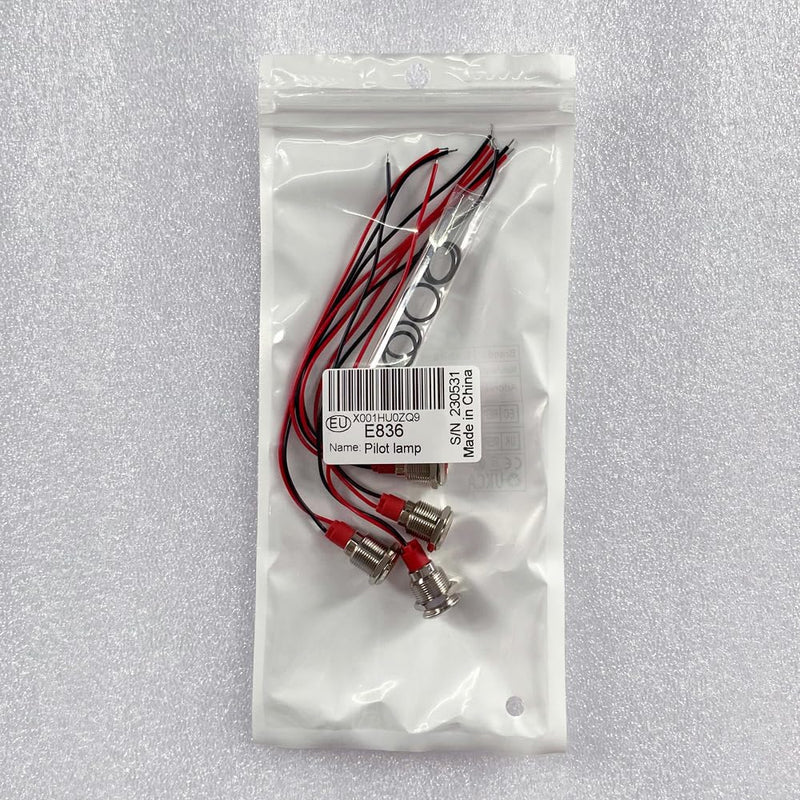 [Australia - AusPower] - 5pcs 12mm LED Metal Indicator Light AC/DC 12-24V Waterproof Signal Lamp Pilot Dash Directional with Wire(Red) Red AC/DC 12-24V 